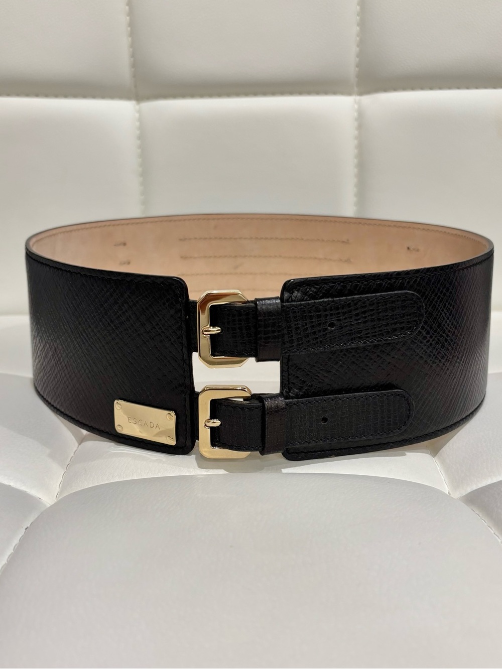 Escada Double-Buckle Leather Belt